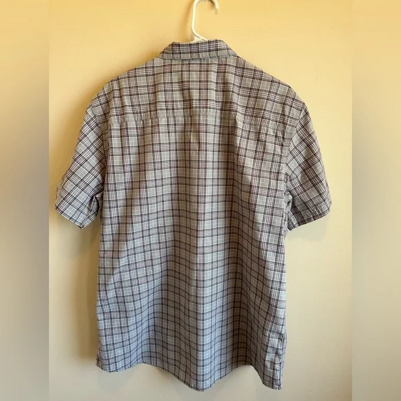 Men’s XL G H Bass For Hard Service Plaid Button Down Short Sleeve Shirt Red Grey - Picture 2 of 9